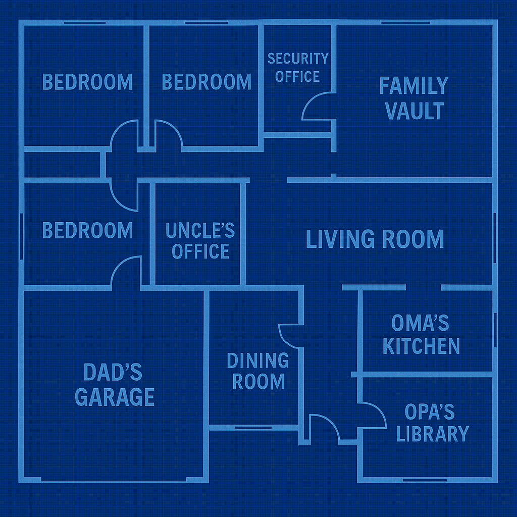 Clickable blueprint of the house linking to rooms